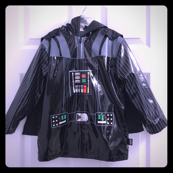 Disney Store Deluxe Caped Darth Vader Rain Jacket Star Wars Kids Coat Hooded NEW